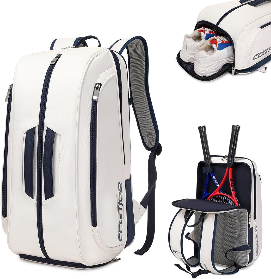 Tennis Racket Bag Pickleball Padel Backpack with Shoe Compartment, Laptop Sleeve,Fence Hook,Ball Sleeve