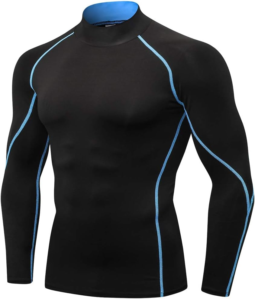 Men'S Compression Shirts Thermal Long Sleeve Athletic Workout Tops Gym Undershirts Sports Baselayers Running T Shirt for Men