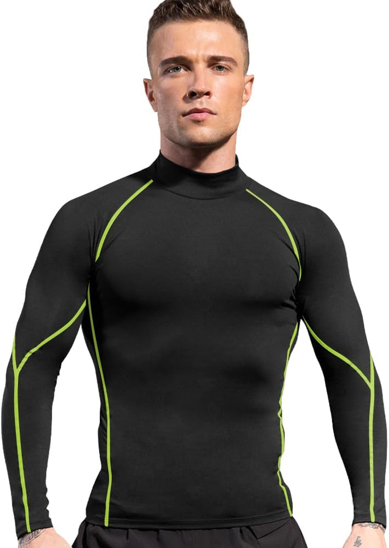 Men'S Compression Shirts Thermal Long Sleeve Athletic Workout Tops Gym Undershirts Sports Baselayers Running T Shirt for Men