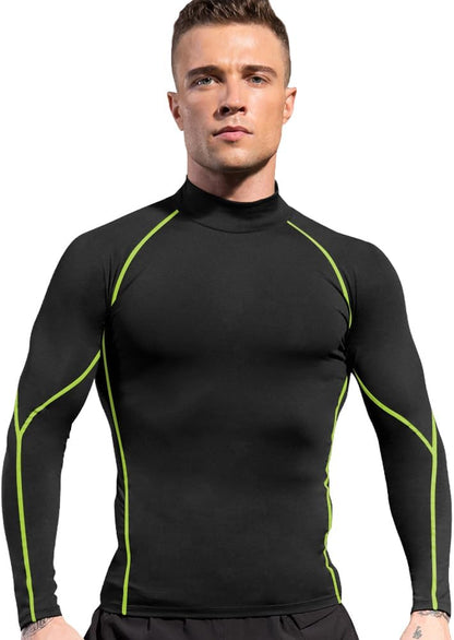 Men'S Compression Shirts Thermal Long Sleeve Athletic Workout Tops Gym Undershirts Sports Baselayers Running T Shirt for Men