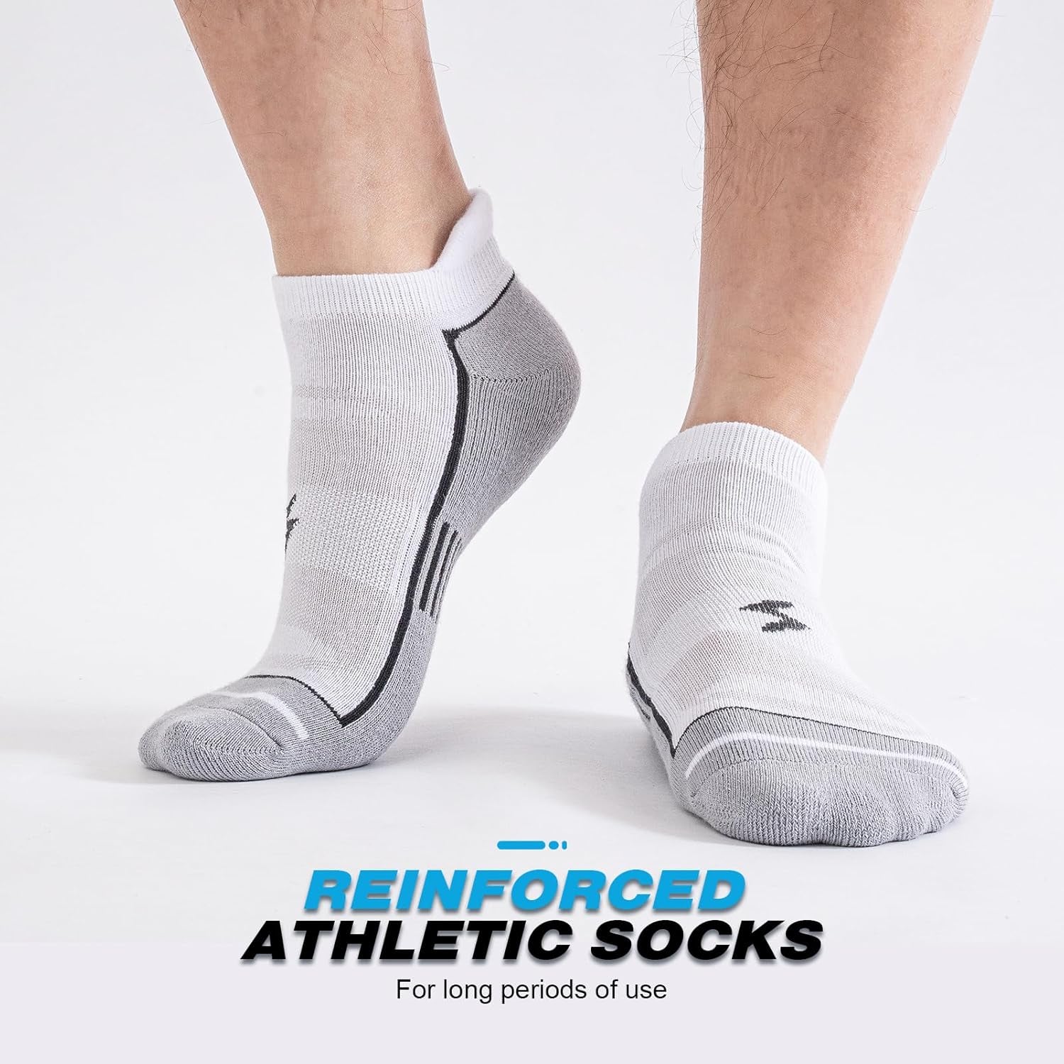 Mens Ankle Running Socks, Athletic Cushioned Low Cut Moisture Wicking Cotton Short Sports Socks, 6 Pairs