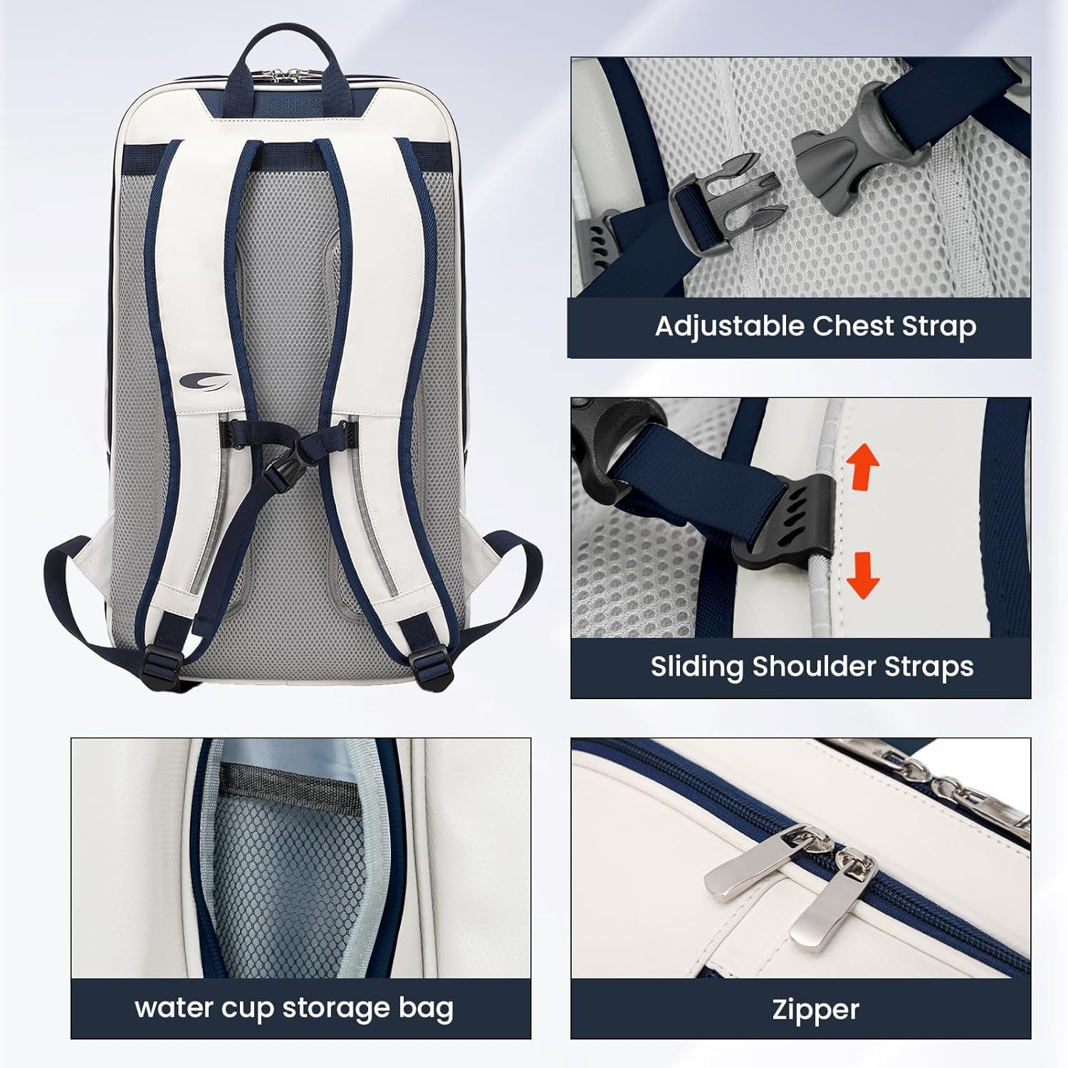 Tennis Racket Bag Pickleball Padel Backpack with Shoe Compartment, Laptop Sleeve,Fence Hook,Ball Sleeve