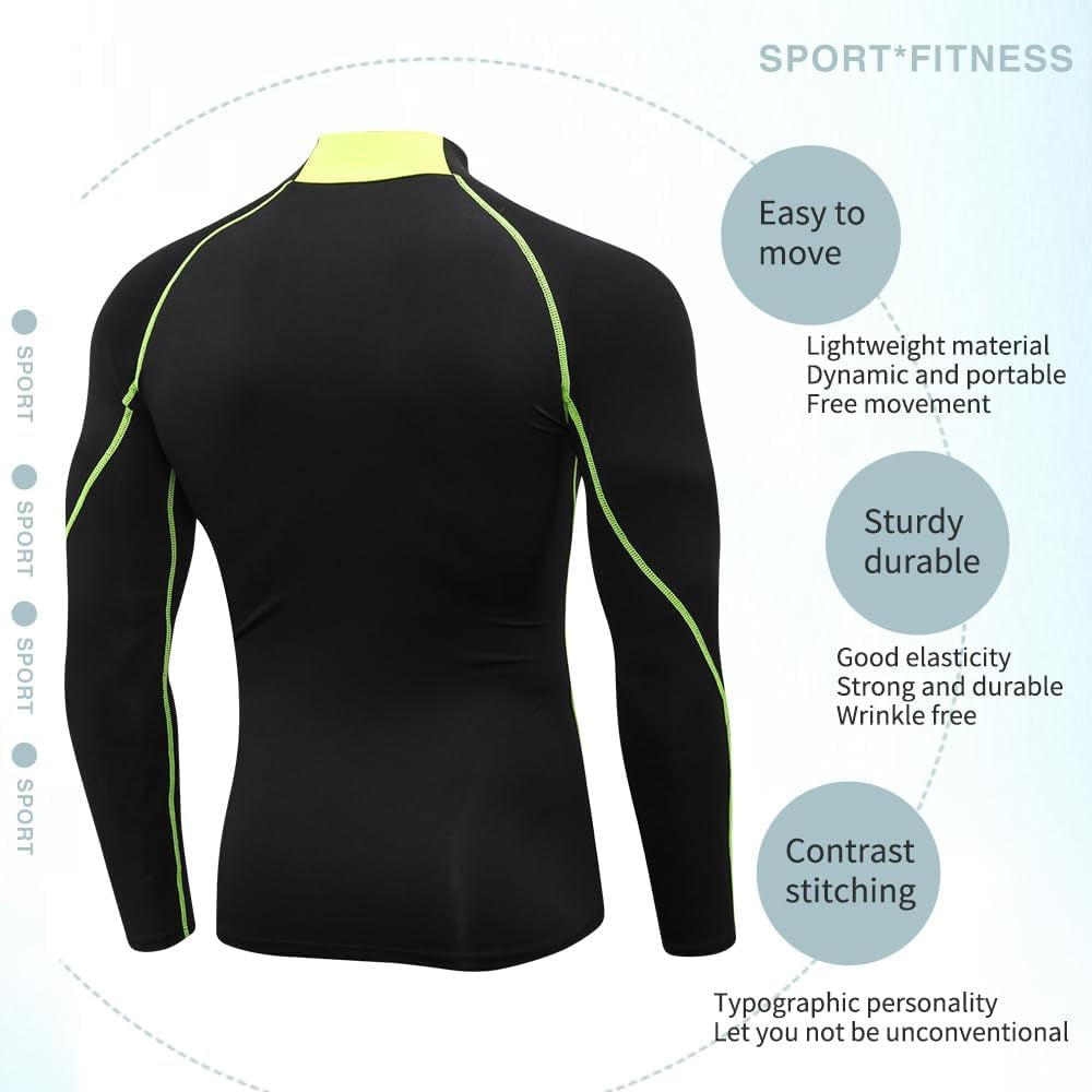 Men'S Compression Shirts Thermal Long Sleeve Athletic Workout Tops Gym Undershirts Sports Baselayers Running T Shirt for Men