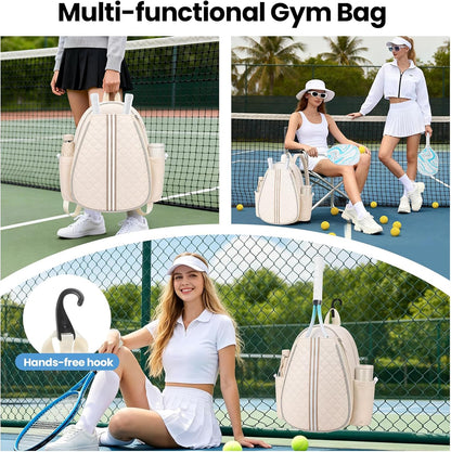 Tennis Bag, Pickleball Bags for Women Water-Resistant and Machine Washable Tennis Racket Backpack, Lightweight Sports Bag for Pickleball, Badminton