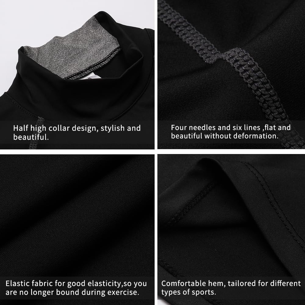 Men'S Compression Shirts Thermal Long Sleeve Athletic Workout Tops Gym Undershirts Sports Baselayers Running T Shirt for Men