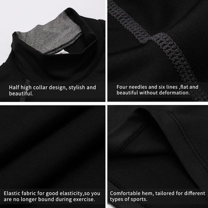 Men'S Compression Shirts Thermal Long Sleeve Athletic Workout Tops Gym Undershirts Sports Baselayers Running T Shirt for Men