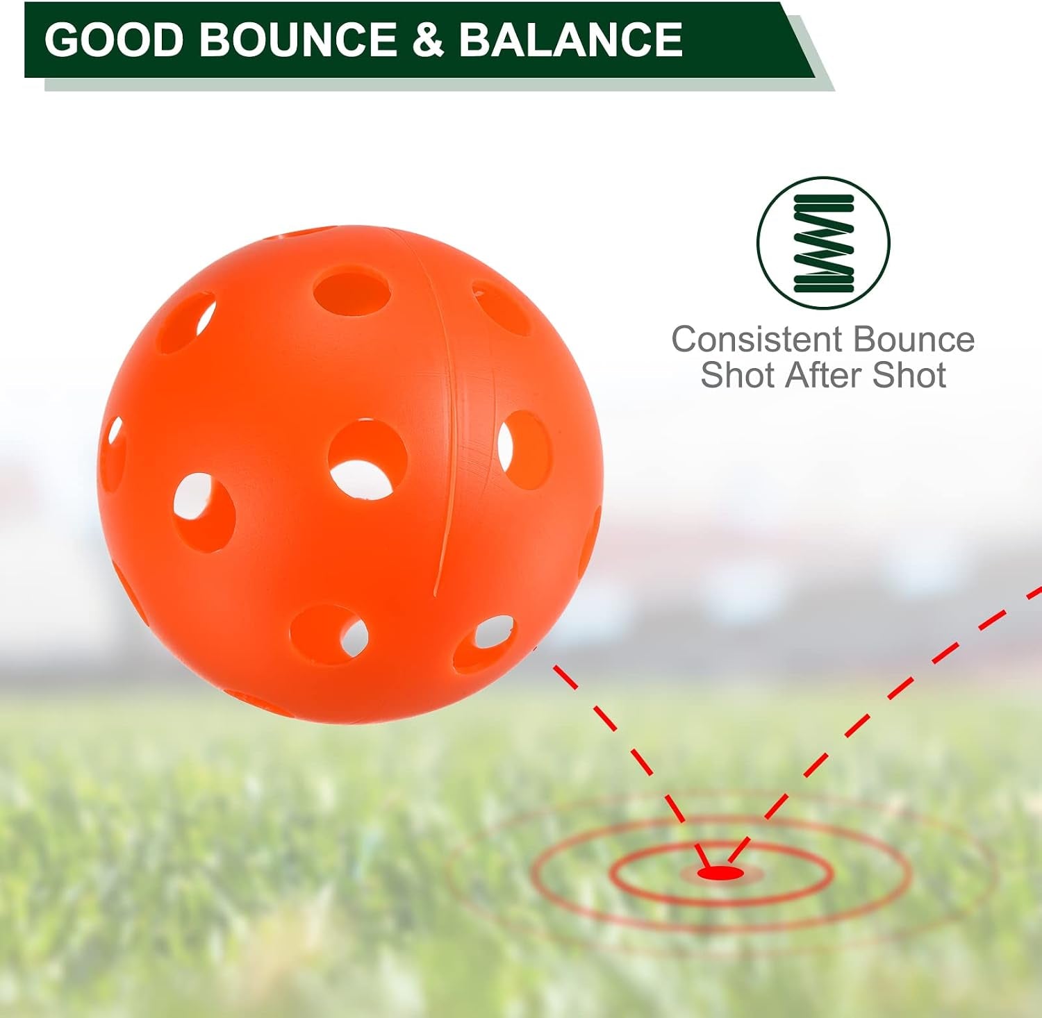 Indoor Pickleball Balls, 26 Holes Pickleball 6 Pack Pickleball Balls for Amateurs, Orange