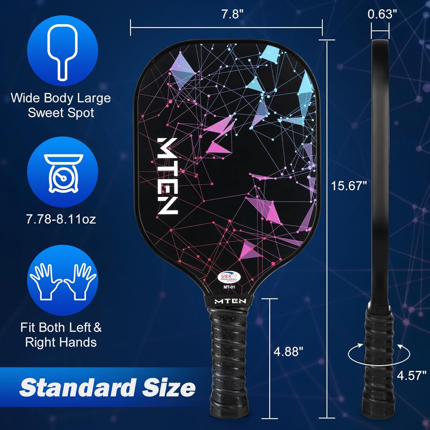 Pickleball Paddles Set of 2 or 4, or Single Paddle – USAPA Approved Fiberglass Surface Pickleball Rackets Set for Men & Women