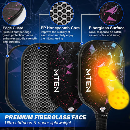 Pickleball Paddles Set of 2 or 4, or Single Paddle – USAPA Approved Fiberglass Surface Pickleball Rackets Set for Men & Women