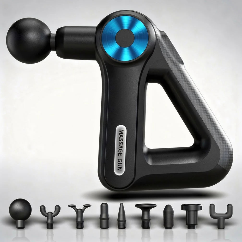 Massagepistole Mit 9 Aufsätzen | Massagegerät Für Nacken, Rücken, Füße Und Mehr | Massage Gun | Pulsevia