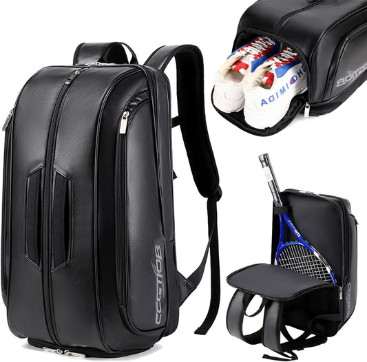 Tennis Racket Bag Pickleball Padel Backpack with Shoe Compartment, Laptop Sleeve,Fence Hook,Ball Sleeve
