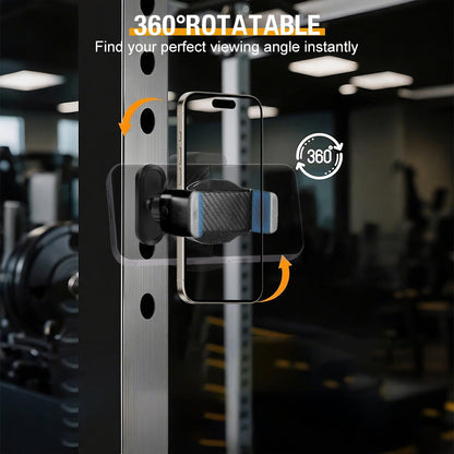 Strong Magnetic Phone Holder for Gym 360° Rotatable Adjustable Mount Universal