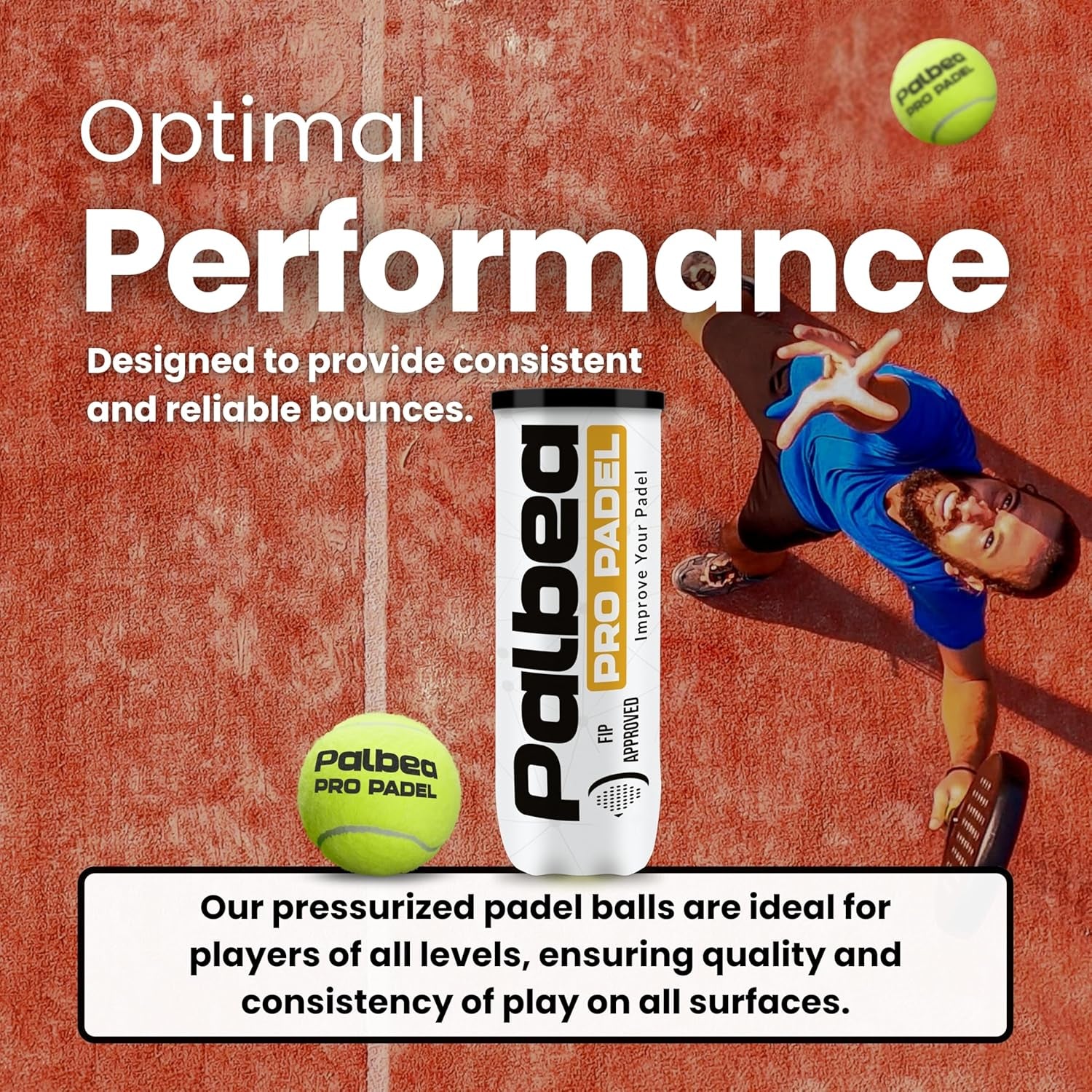 PRO Padel Balls. 6/12/24 Tubes of 3 Padel Tennis Balls FIP Approved. Paddle Balls Made of HV Felt for Training and Tournament. Suitable for Any Surface or Sites.