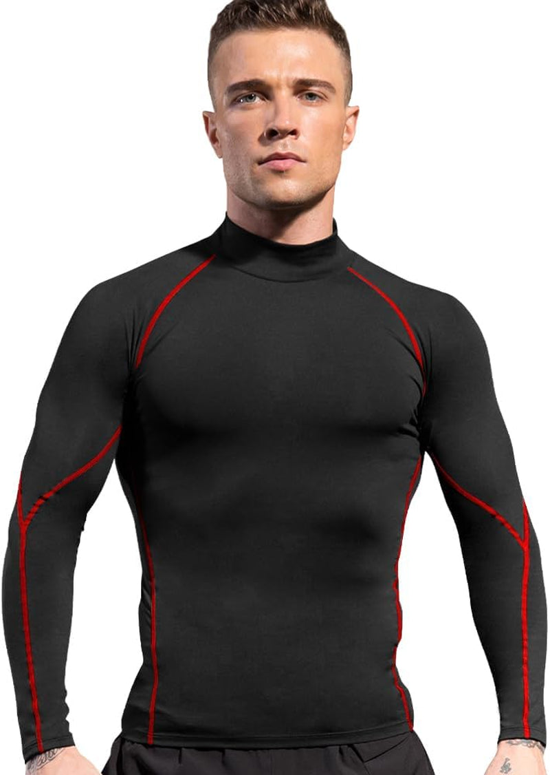 Men'S Compression Shirts Thermal Long Sleeve Athletic Workout Tops Gym Undershirts Sports Baselayers Running T Shirt for Men