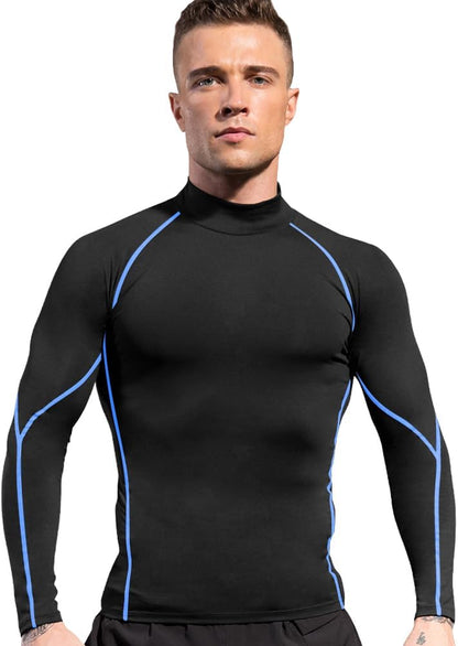 Men'S Compression Shirts Thermal Long Sleeve Athletic Workout Tops Gym Undershirts Sports Baselayers Running T Shirt for Men