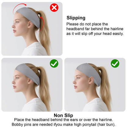 6PCS Men Women Sport Headband Moisture Wicking Sweat Band Elastic Wide Hair Band