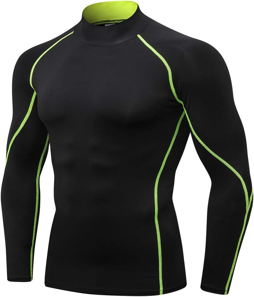 Men'S Compression Shirts Thermal Long Sleeve Athletic Workout Tops Gym Undershirts Sports Baselayers Running T Shirt for Men