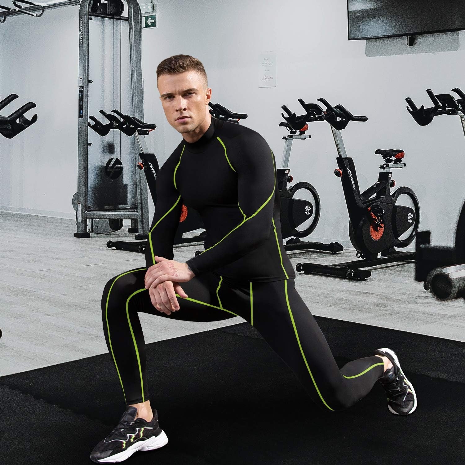 Men'S Compression Shirts Thermal Long Sleeve Athletic Workout Tops Gym Undershirts Sports Baselayers Running T Shirt for Men