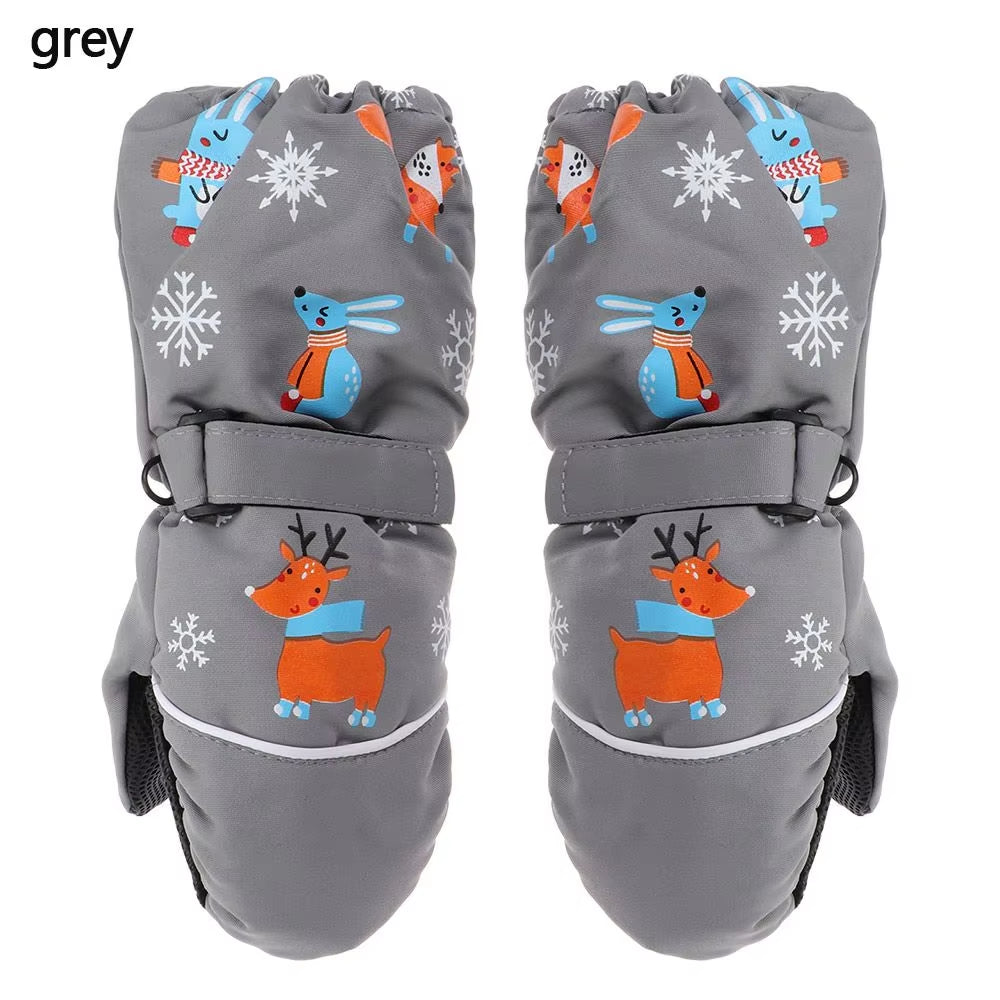 Children Winter Rabbit Gloves Baby Girls Waterproof Windproof Snow Gloves Kids Boy Thick Warm Ski Mitten for 2-6 Years Old