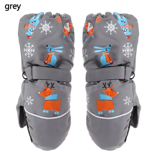 Children Winter Rabbit Gloves Baby Girls Waterproof Windproof Snow Gloves Kids Boy Thick Warm Ski Mitten for 2-6 Years Old