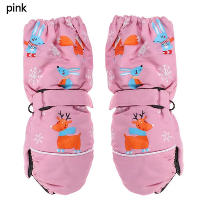 Children Winter Rabbit Gloves Baby Girls Waterproof Windproof Snow Gloves Kids Boy Thick Warm Ski Mitten for 2-6 Years Old