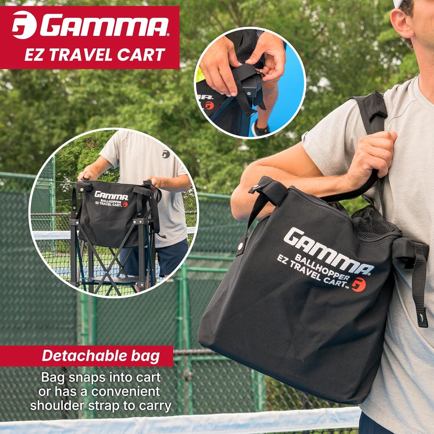 Sports EZ Travel Cart, Tennis & Pickleball Hopper, Padel, Portable Compact Design, Sturdy Lightweight Construction, EZ Bags, 150 or 250 Capacity, Premium Carrying Case Included