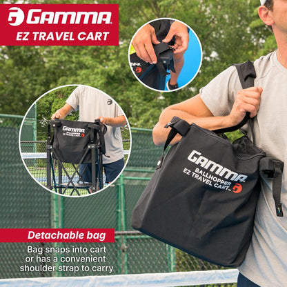 Sports EZ Travel Cart, Tennis & Pickleball Hopper, Padel, Portable Compact Design, Sturdy Lightweight Construction, EZ Bags, 150 or 250 Capacity, Premium Carrying Case Included