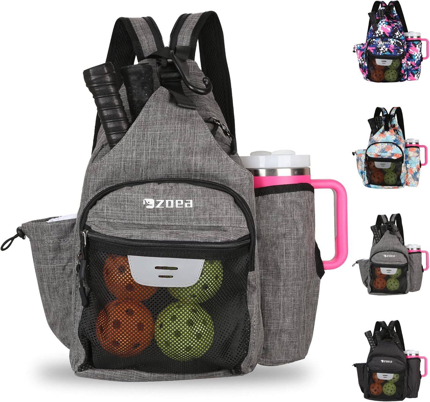 Pickleball Backpack Bag for Men Women, Fits 40Oz Tumbler, Holds 4 Paddles with Fence Hook, Waterproof Reflective, 7 Pockets Convertible Straps