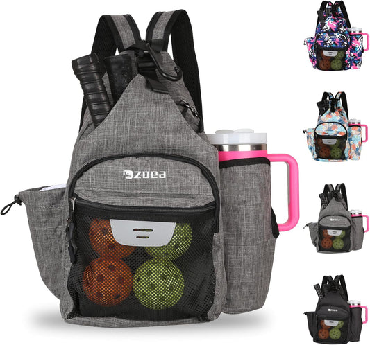 Pickleball Backpack Bag for Men Women, Fits 40Oz Tumbler, Holds 4 Paddles with Fence Hook, Waterproof Reflective, 7 Pockets Convertible Straps