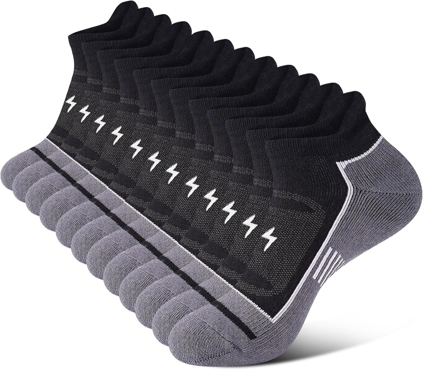 Mens Ankle Running Socks, Athletic Cushioned Low Cut Moisture Wicking Cotton Short Sports Socks, 6 Pairs