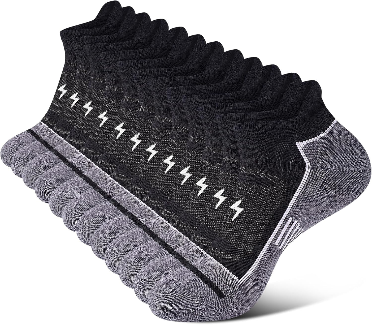 Mens Ankle Running Socks, Athletic Cushioned Low Cut Moisture Wicking Cotton Short Sports Socks, 6 Pairs