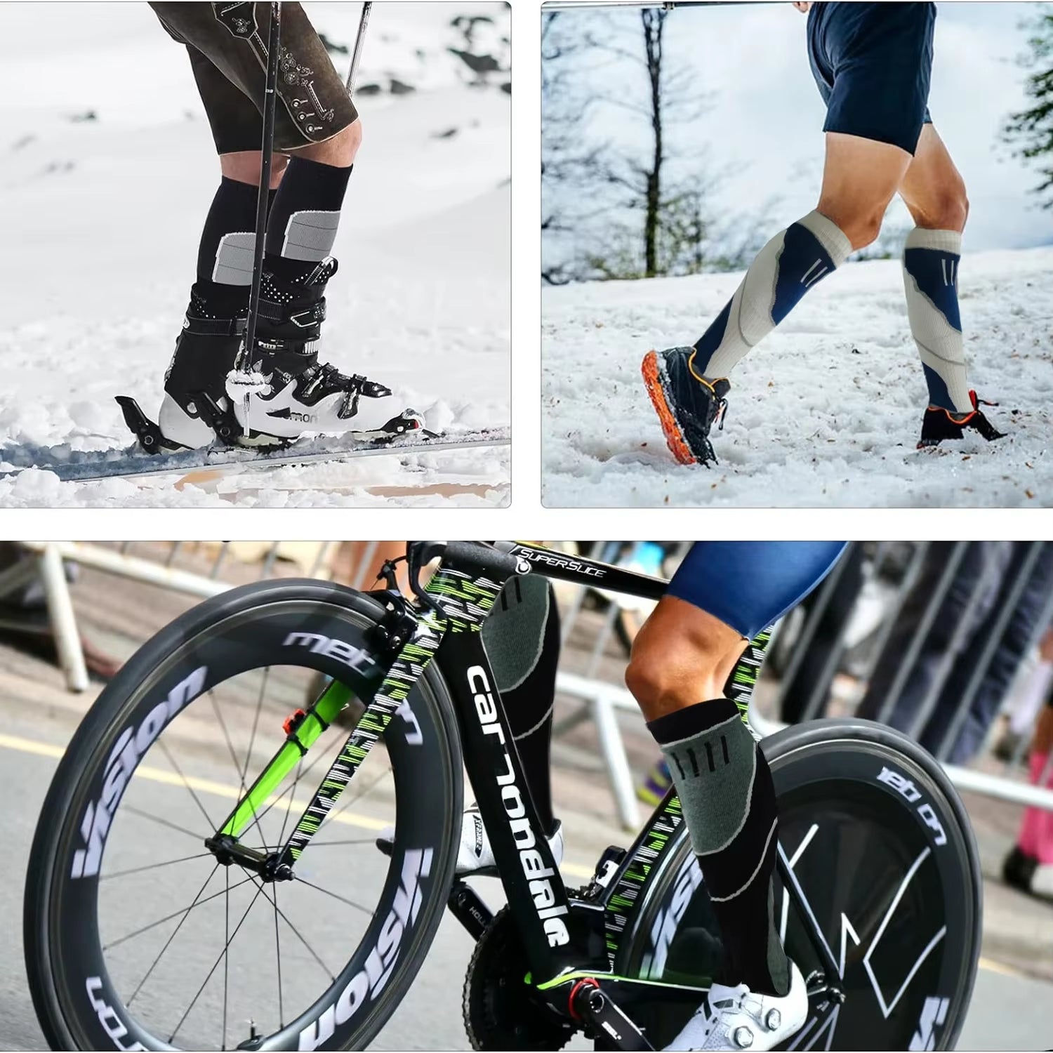 YANBIGUO 2 Pairs Wool Ski Socks,Thermal Knee-High Cold Weather Warm Socks for Snowboarding,Snow,Winter,Hunting