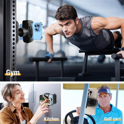 Strong Magnetic Phone Holder for Gym 360° Rotatable Adjustable Mount Universal