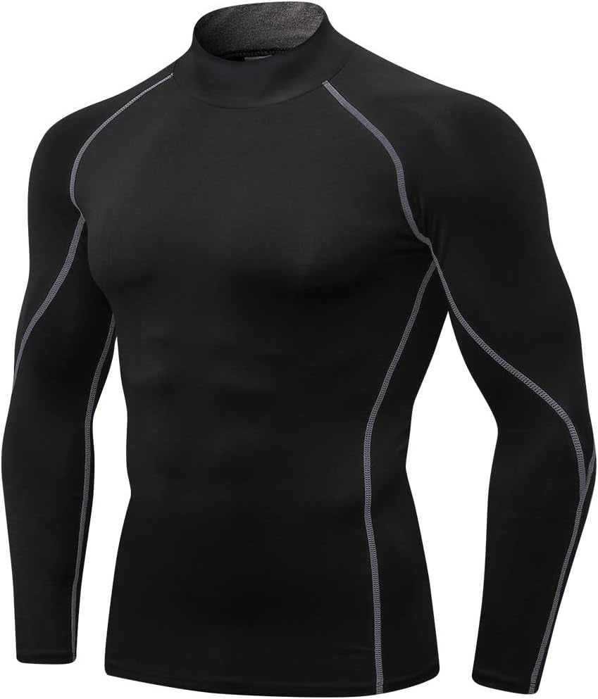 Men'S Compression Shirts Thermal Long Sleeve Athletic Workout Tops Gym Undershirts Sports Baselayers Running T Shirt for Men