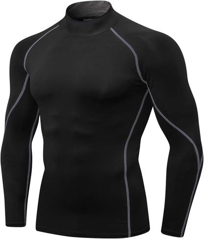 Men'S Compression Shirts Thermal Long Sleeve Athletic Workout Tops Gym Undershirts Sports Baselayers Running T Shirt for Men