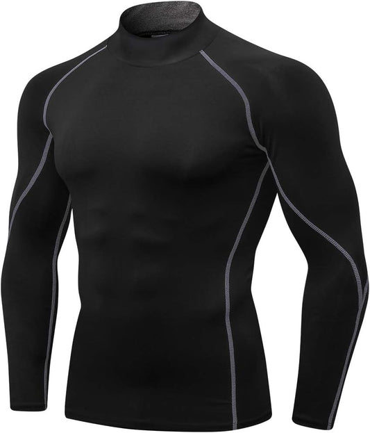 Men'S Compression Shirts Thermal Long Sleeve Athletic Workout Tops Gym Undershirts Sports Baselayers Running T Shirt for Men