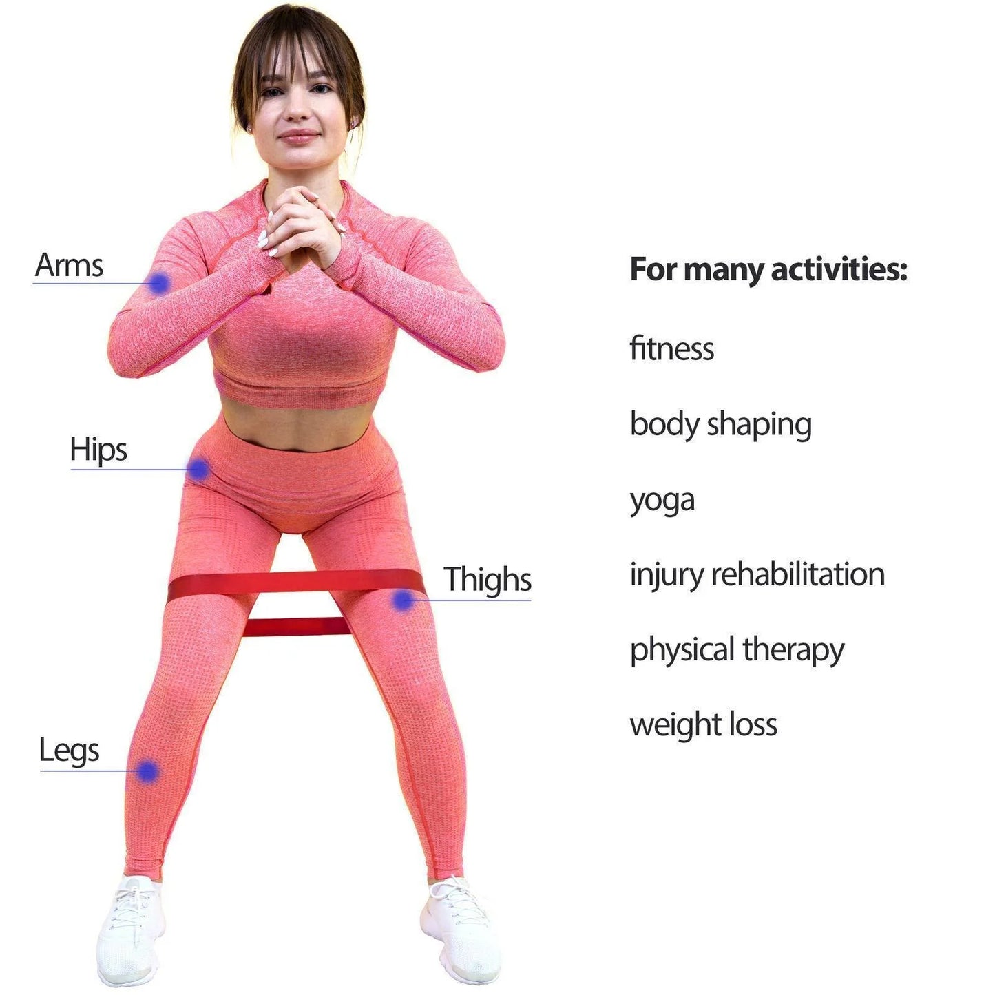 Resistance Bands Exercise Set Fitness Workout Stretch Elastic Loop Legs Therapy