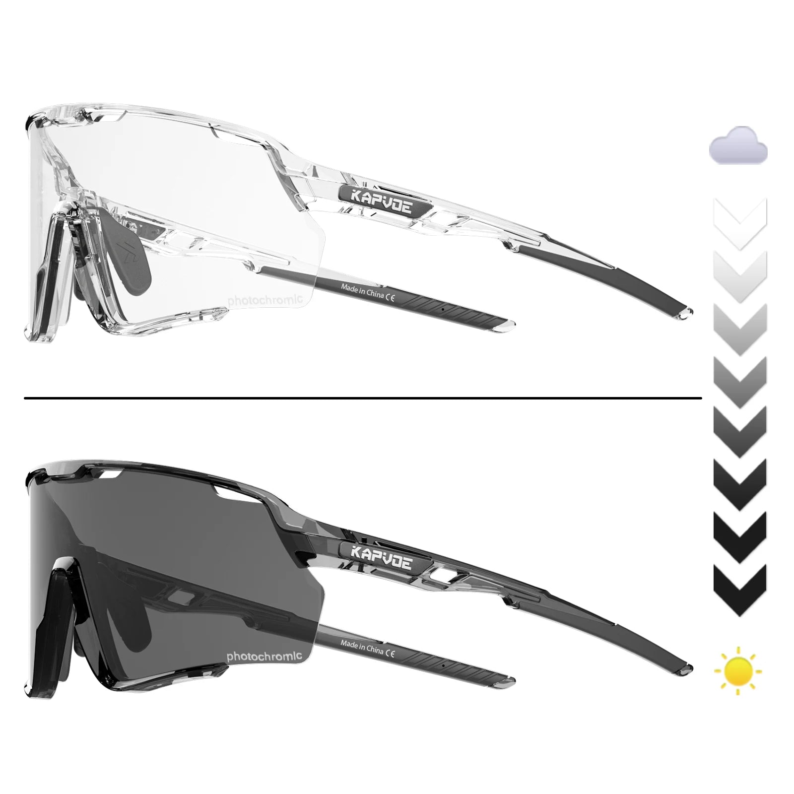 Photochromic Sunglasses Frame and Lens Photochromic Cycling Glasses UV400 Sports Glasses Running Driving Outdoor Eyewear