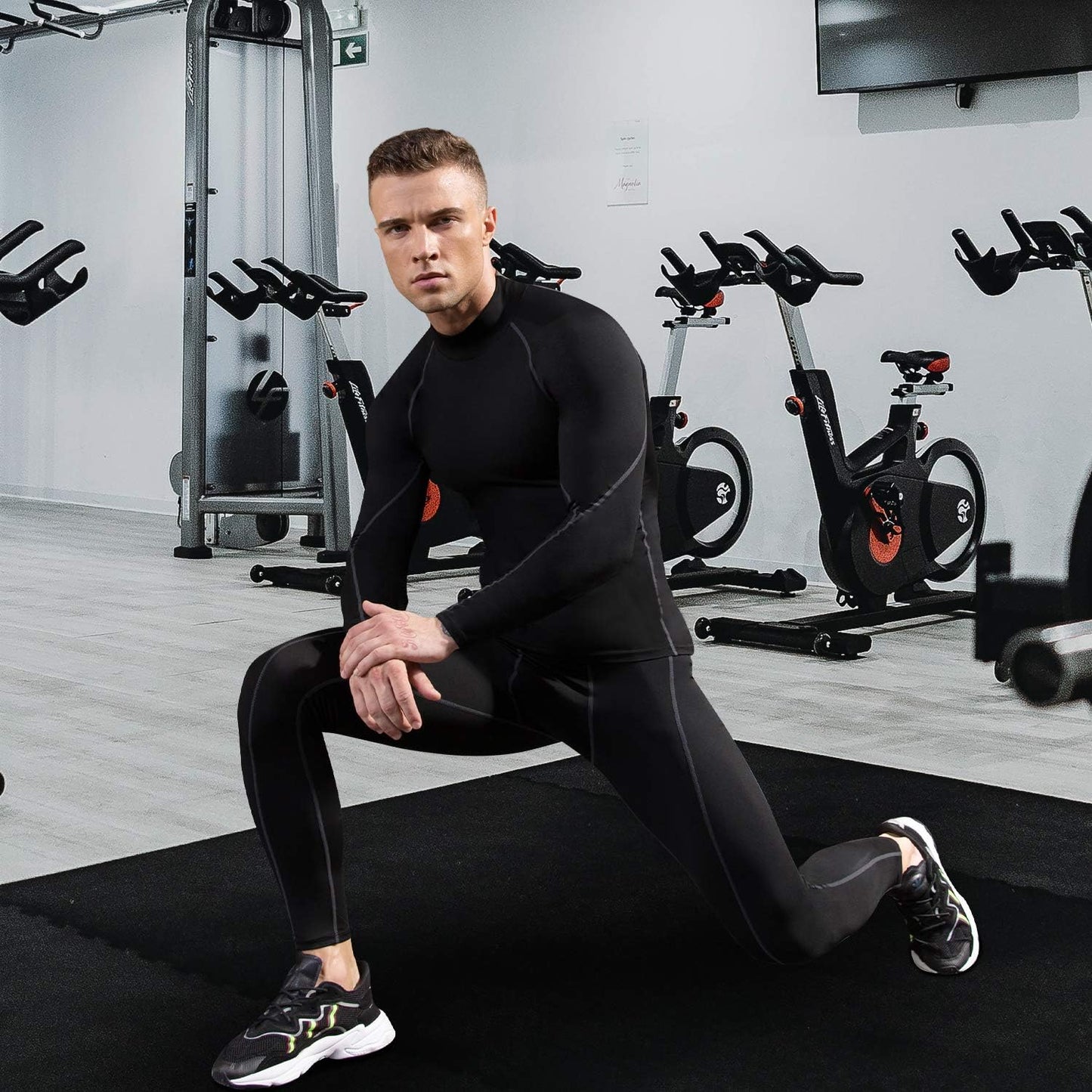 Men'S Compression Shirts Thermal Long Sleeve Athletic Workout Tops Gym Undershirts Sports Baselayers Running T Shirt for Men