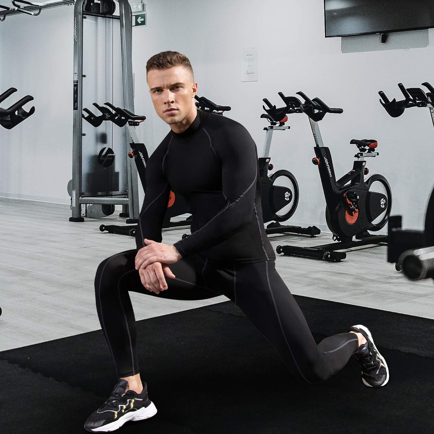 Men'S Compression Shirts Thermal Long Sleeve Athletic Workout Tops Gym Undershirts Sports Baselayers Running T Shirt for Men