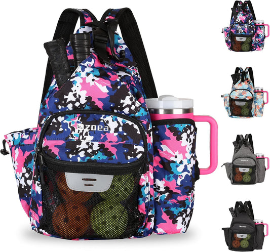 Pickleball Backpack Bag for Men Women, Fits 40Oz Tumbler, Holds 4 Paddles with Fence Hook, Waterproof Reflective, 7 Pockets Convertible Straps